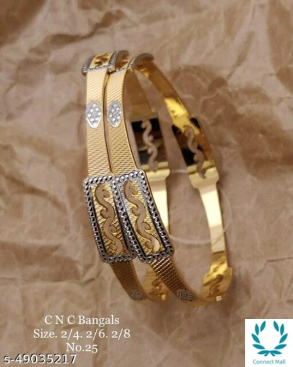 Beautiful Bangles Combination of Sliver and Gold Plating - 2.6